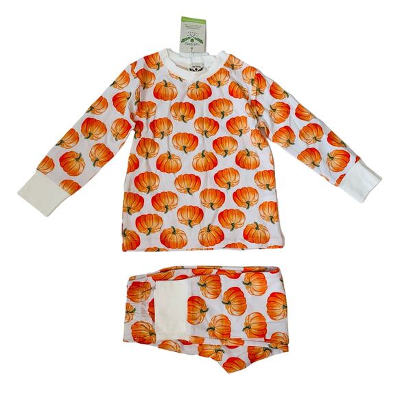 NWT The Oaks 7Y Orange Pumpkin PJ Set - Picture 1 of 4